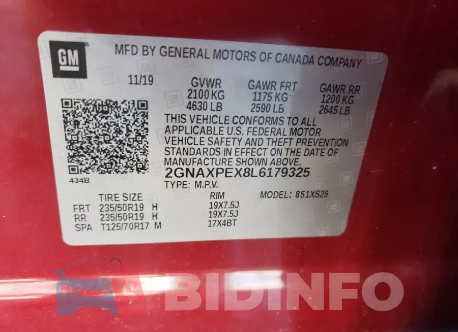 2GNAXPEX8L6179325 Photo# 13