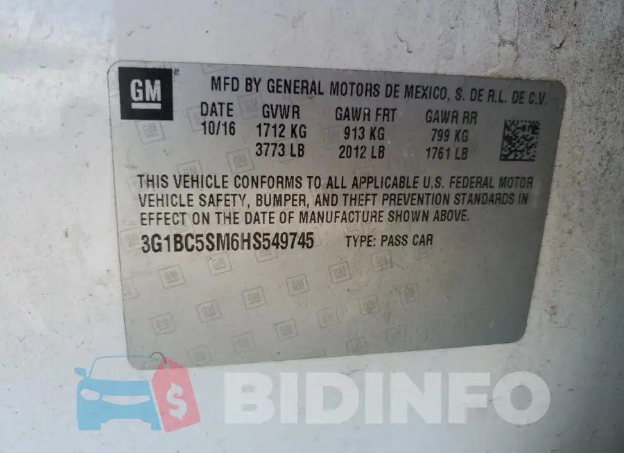3G1BC5SM6HS549745 Photo# 12