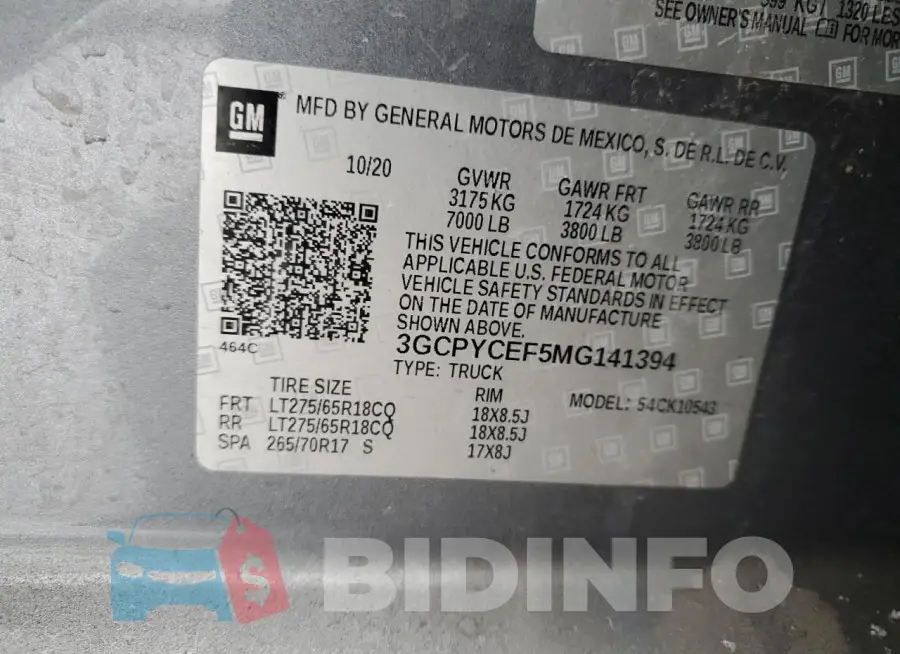 3GCPYCEF5MG141394 Photo# 13