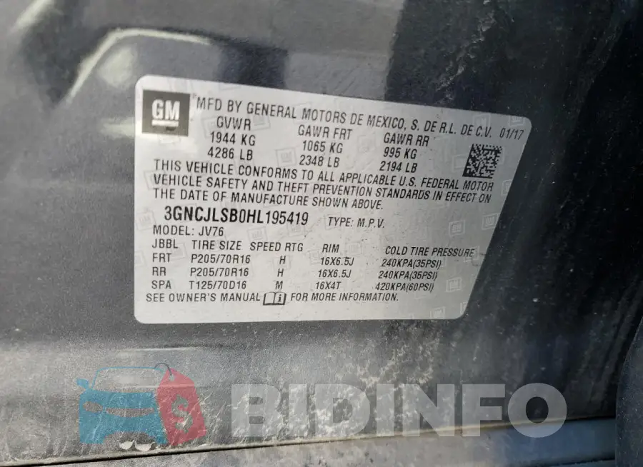 3GNCJLSB0HL195419 Photo# 13