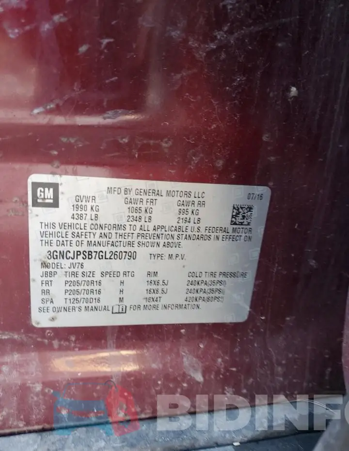 3GNCJPSB7GL260790 Photo# 12