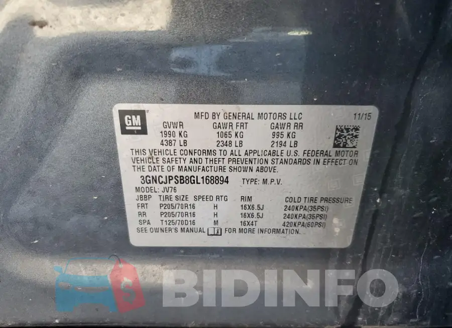 3GNCJPSB8GL168894 Photo# 13