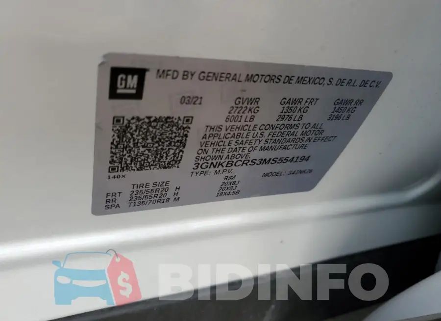 3GNKBCRS3MS554194 Photo# 12