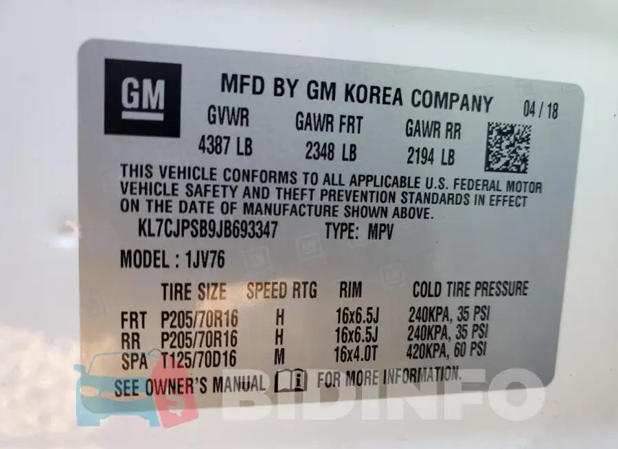 KL7CJPSB9JB693347 Photo# 13
