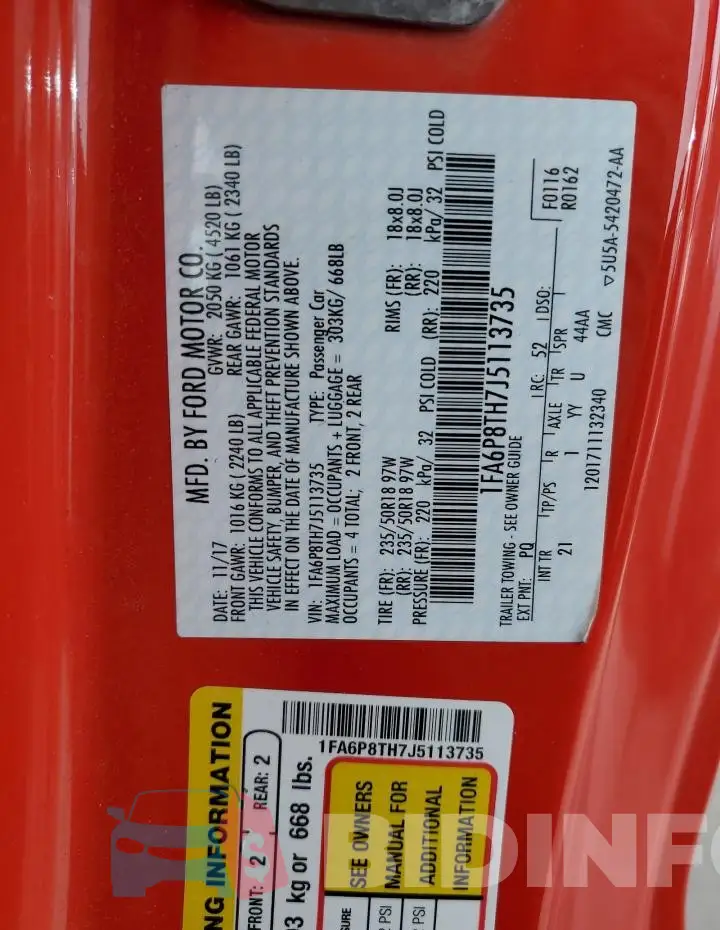 1FA6P8TH7J5113735 Photo# 13