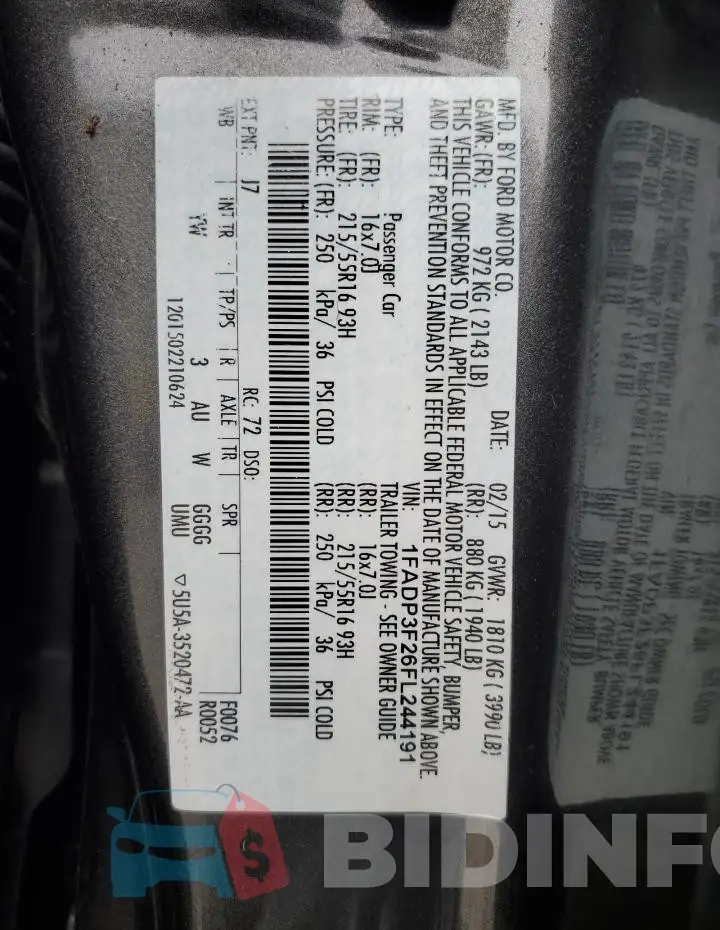 1FADP3F26FL244191 Photo# 12