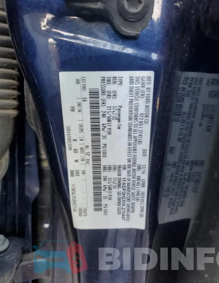 1FADP3H2XHL210447 Photo# 12