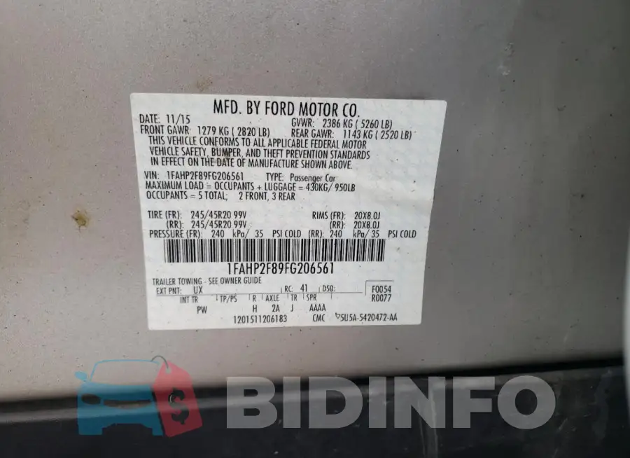 1FAHP2F89FG206561 Photo# 12
