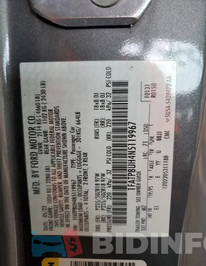 1FATP8UH4N5119967 Photo# 13