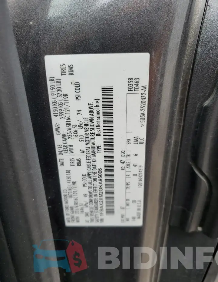 1FBAX2XM2GKA95006 Photo# 13