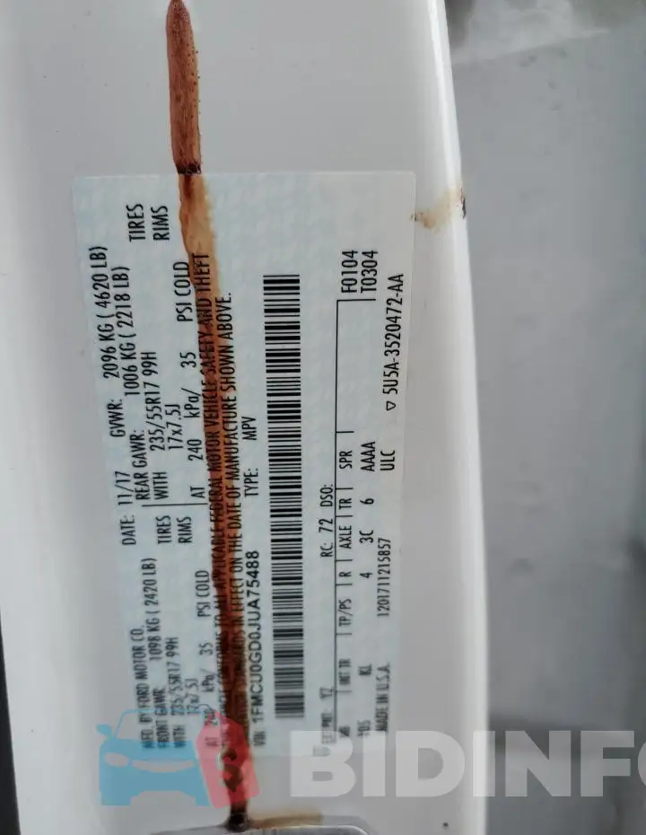1FMCU0GD0JUA75488 Photo# 14