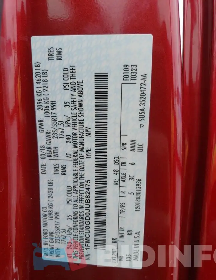1FMCU0GD0JUB82475 Photo# 12