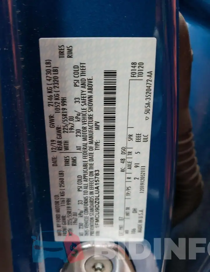 1FMCU9DZ0LUA15783 Photo# 13