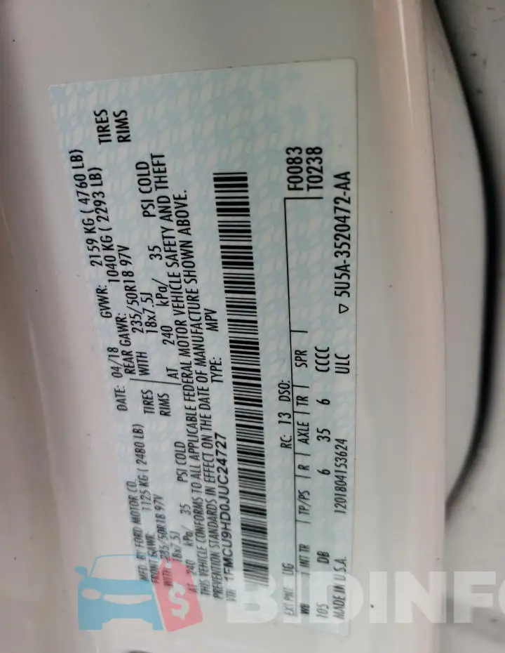1FMCU9HD0JUC24727 Photo# 13