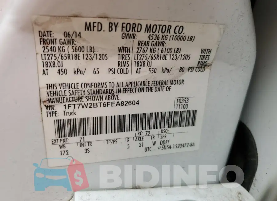 1FT7W2BT6FEA82604 Photo# 12