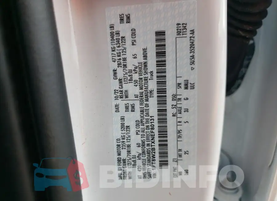 1FT8W2BTXNEF80131 Photo# 13