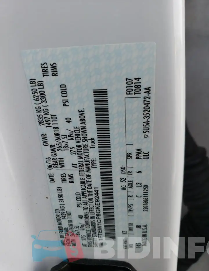 1FTEW1CP8GKE92441 Photo# 13