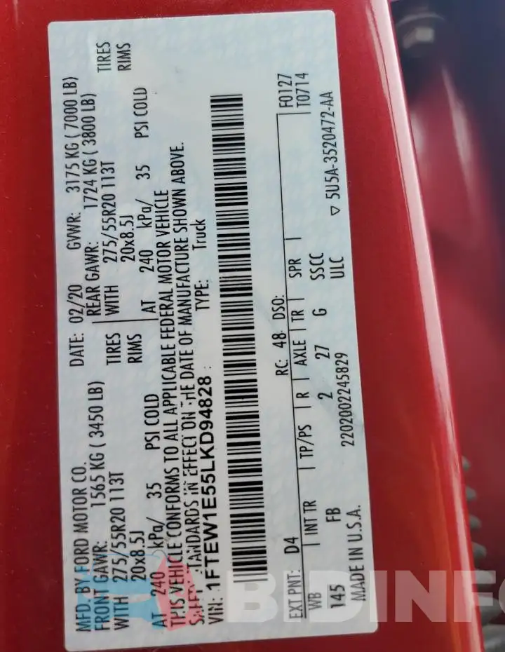 1FTEW1E55LKD94828 Photo# 12