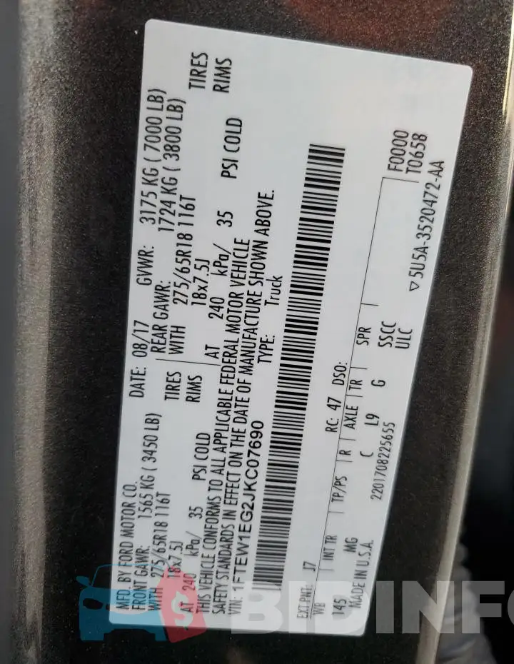 1FTEW1EG2JKC07690 Photo# 12