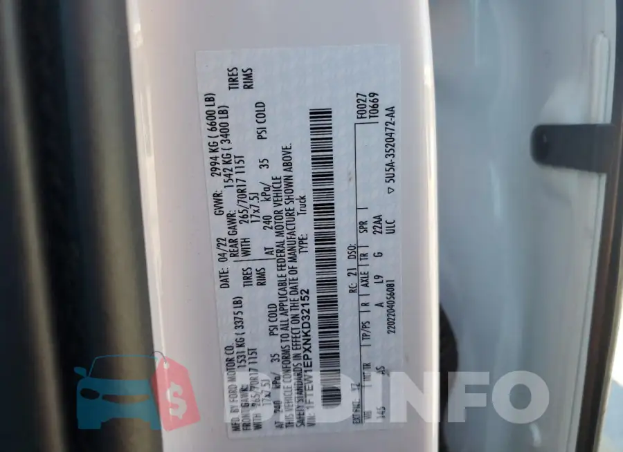 1FTEW1EPXNKD32152 Photo# 12