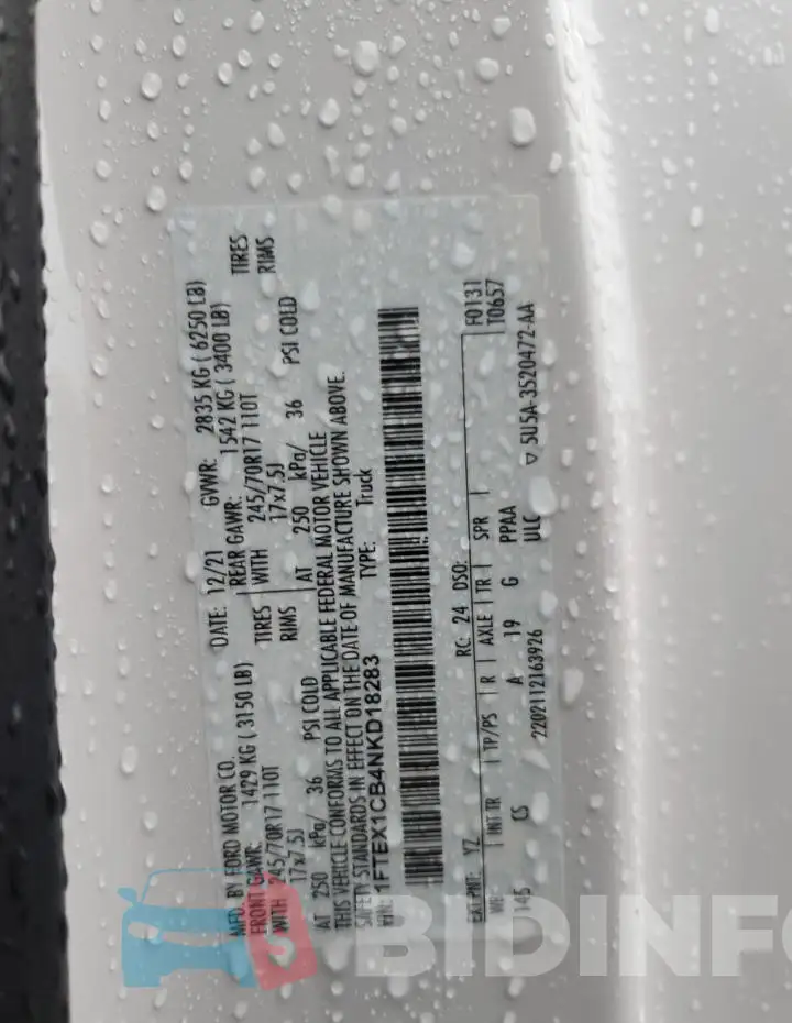 1FTEX1CB4NKD18283 Photo# 12