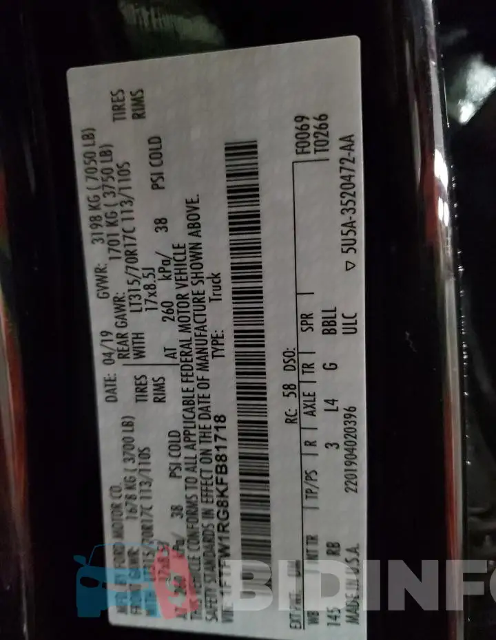 1FTFW1RG8KFB81718 Photo# 12