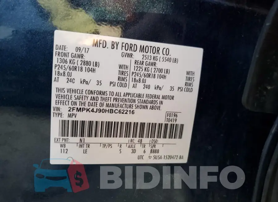 2FMPK4J90HBC62216 Photo# 13