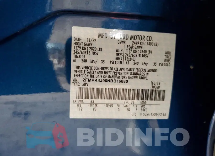 2FMPK4J90NBB16880 Photo# 12