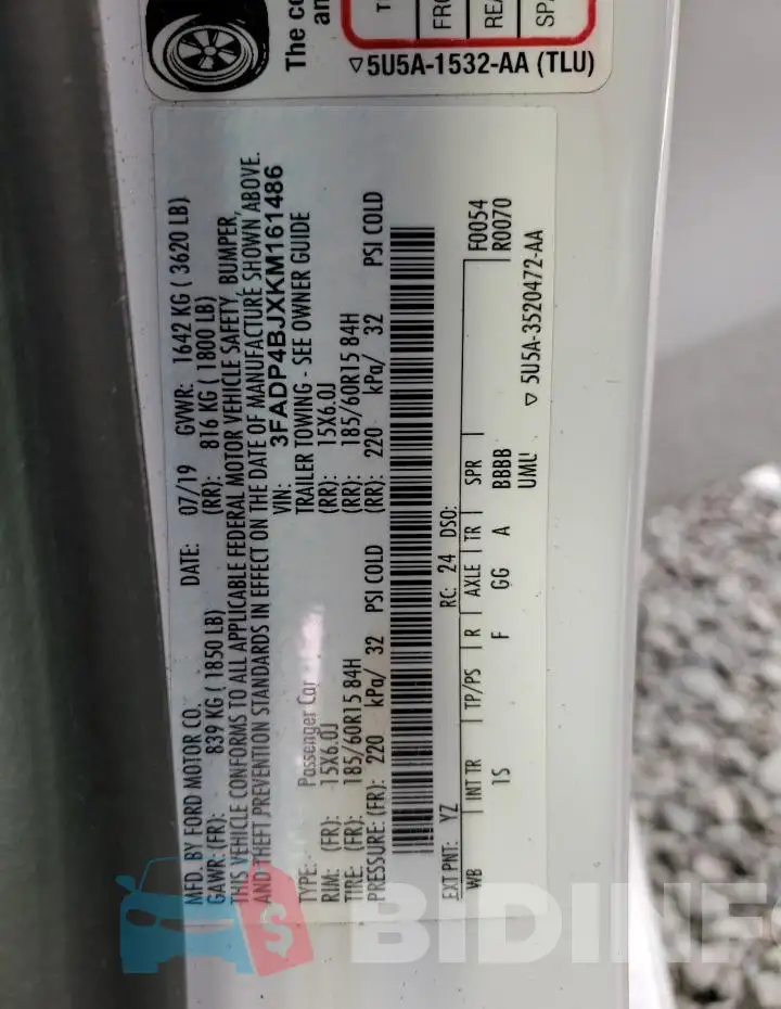 3FADP4BJXKM161486 Photo# 12