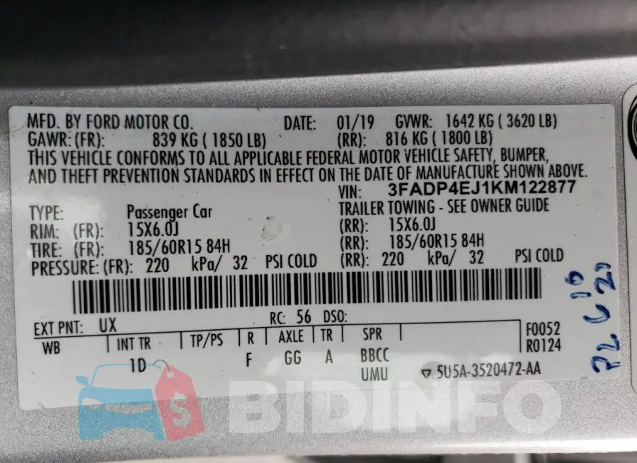 3FADP4EJ1KM122877 Photo# 12