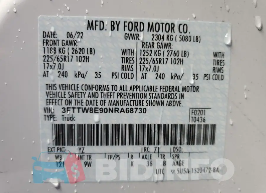 3FTTW8E90NRA68730 Photo# 12