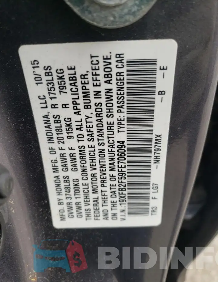 19XFB2F59FE706094 Photo# 12
