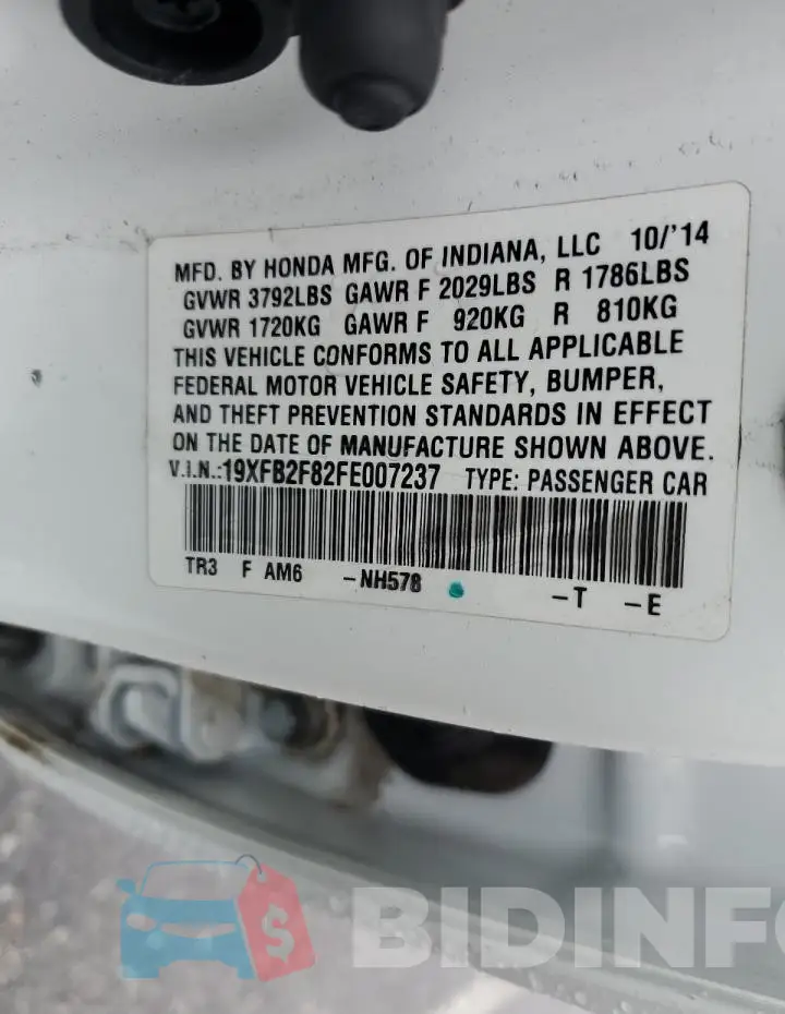 19XFB2F82FE007237 Photo# 13