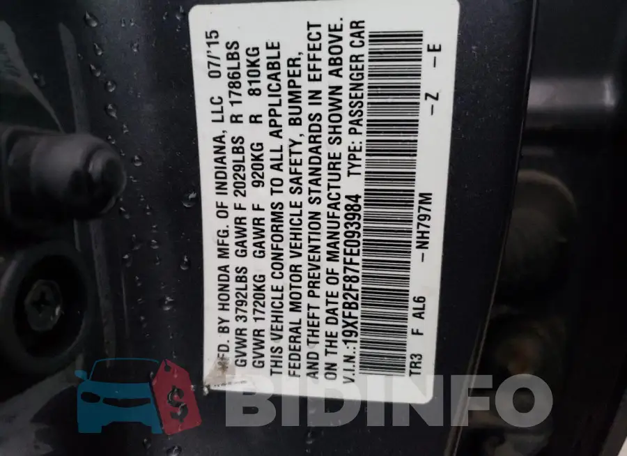 19XFB2F87FE093984 Photo# 12