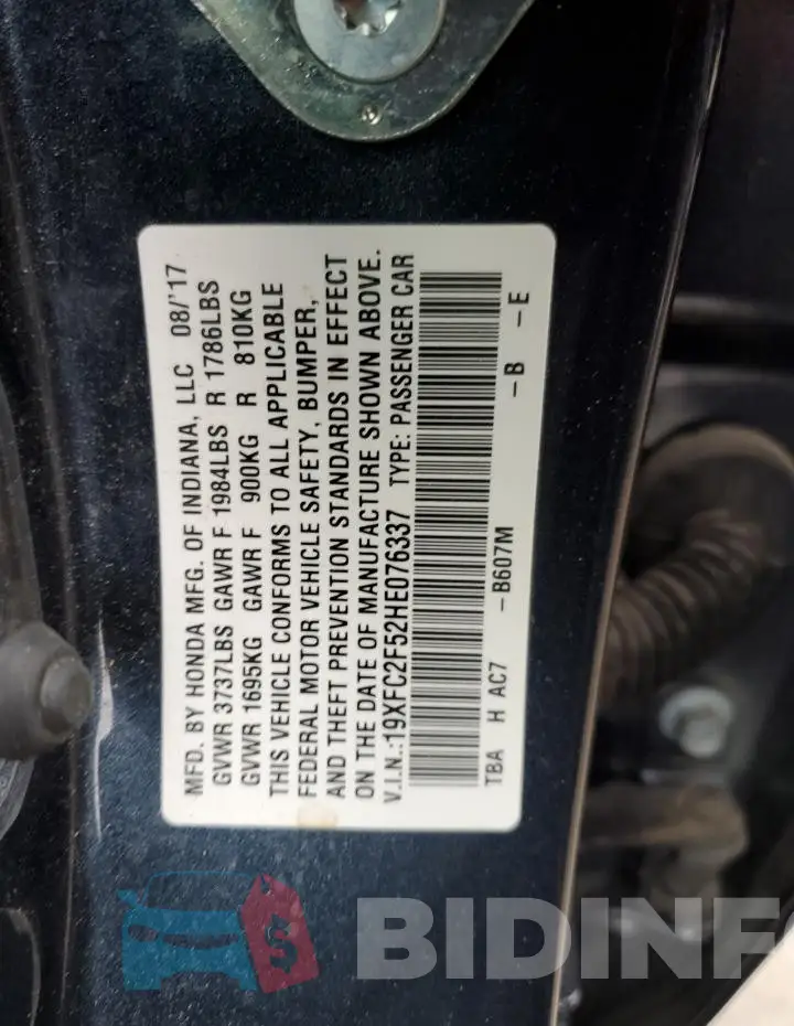 19XFC2F52HE076337 Photo# 12