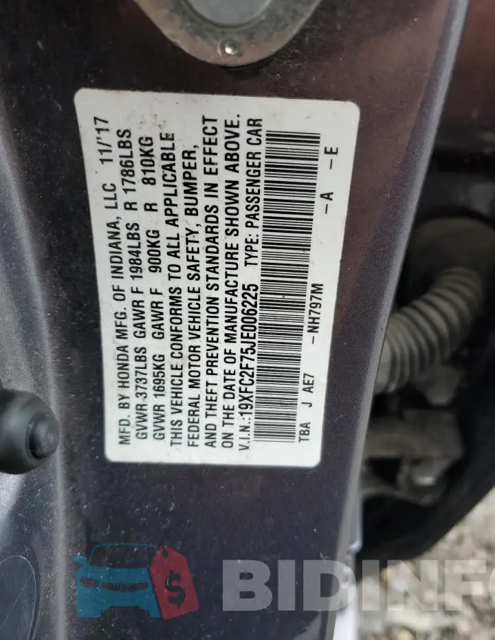 19XFC2F75JE006225 Photo# 12