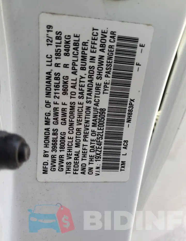 19XZE4F52LE005098 Photo# 12