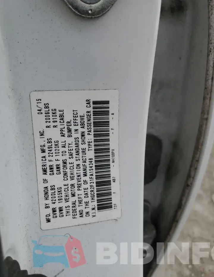 1HGCR2F31FA154348 Photo# 12
