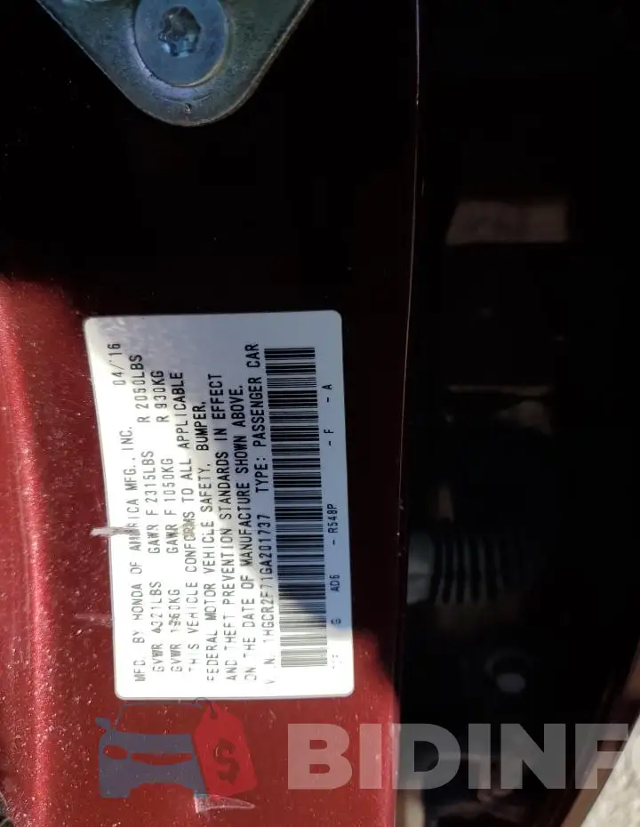 1HGCR2F71GA201737 Photo# 12