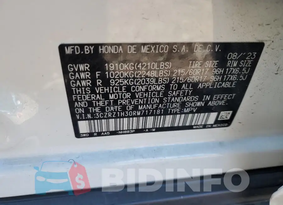 3CZRZ1H30RM717181 Photo# 13