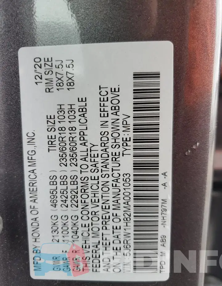5J6RW1H82MA001053 Photo# 14