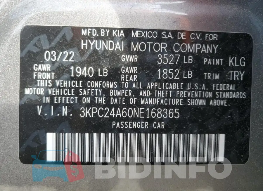 3KPC24A60NE168365 Photo# 12