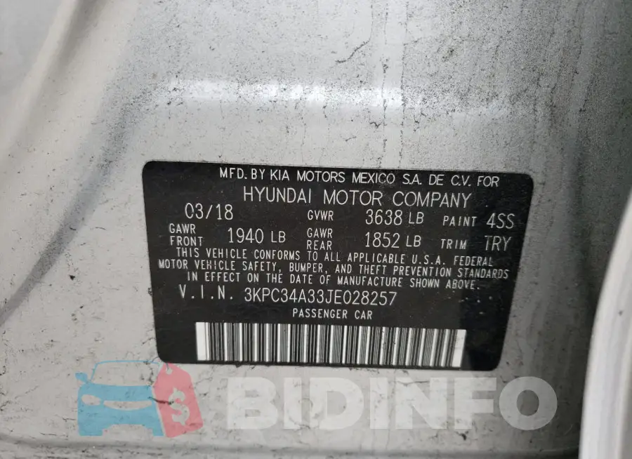 3KPC34A33JE028257 Photo# 13