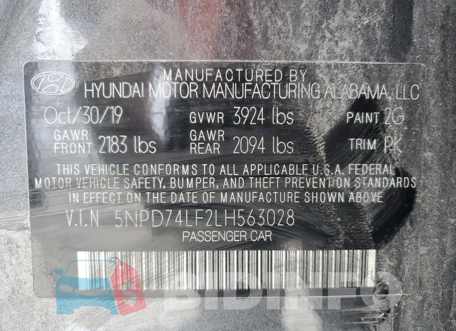 5NPD74LF2LH563028 Photo# 13