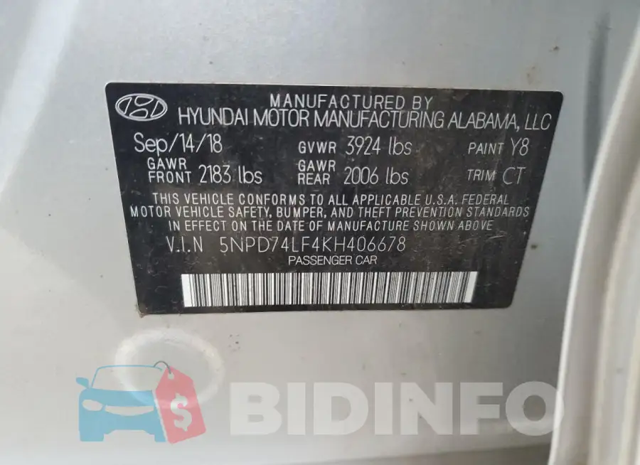 5NPD74LF4KH406678 Photo# 13