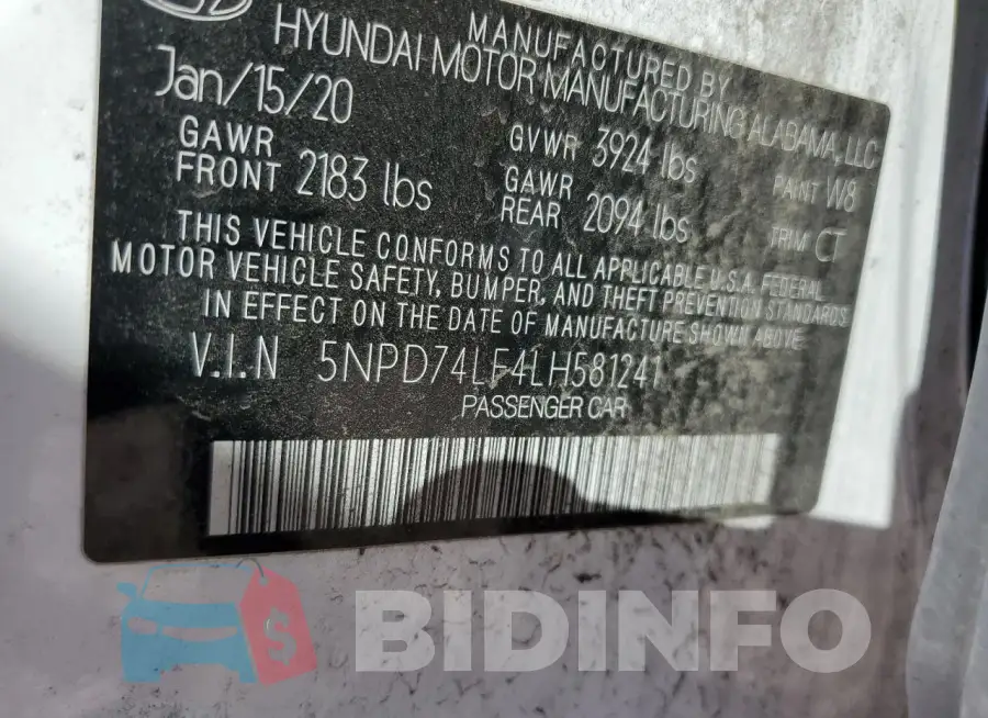 5NPD74LF4LH581241 Photo# 13