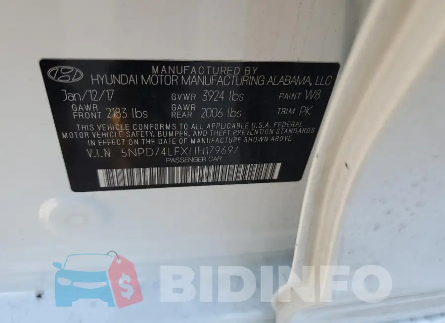 5NPD74LFXHH179697 Photo# 12