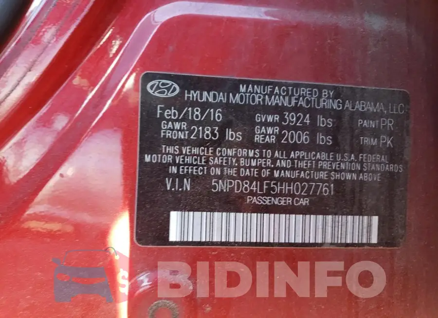 5NPD84LF5HH027761 Photo# 12