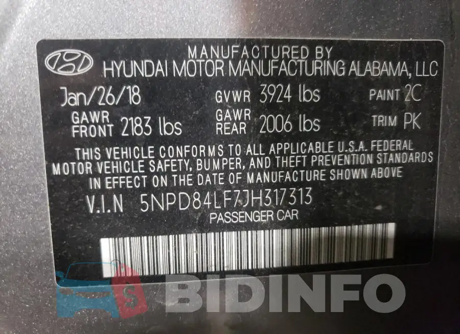 5NPD84LF7JH317313 Photo# 13