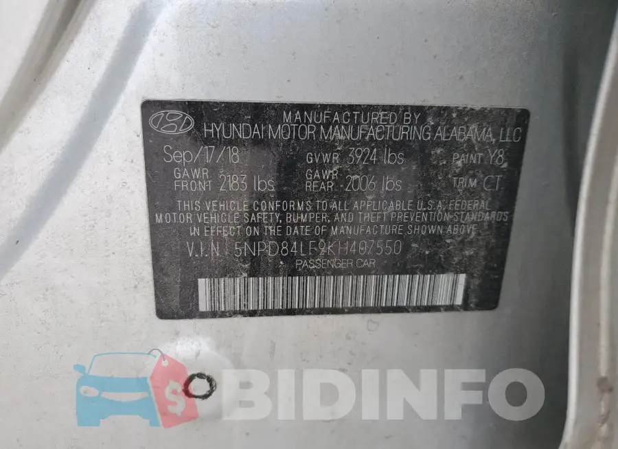5NPD84LF9KH407550 Photo# 12